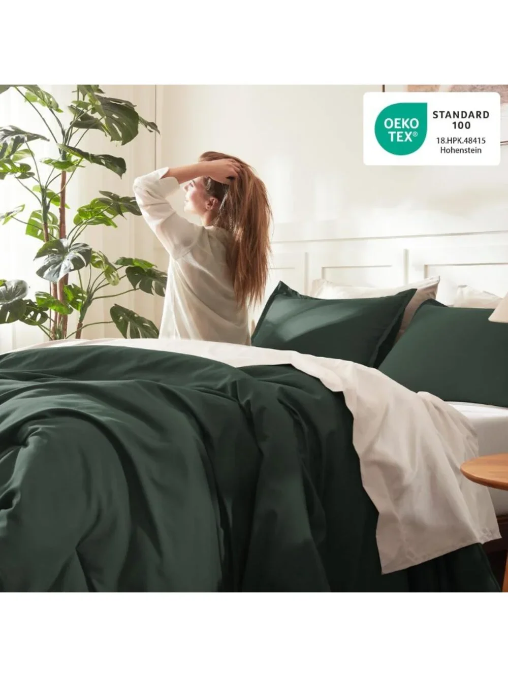 Forest Green Oversized Queen Comforter Set - 3 Piece Solid Bedding for Cozy